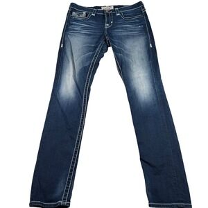 Big Star Liv Mid-Rise Skinny Jeans Womens 30R (FITS 33 X 32) Blue Thick Stitch